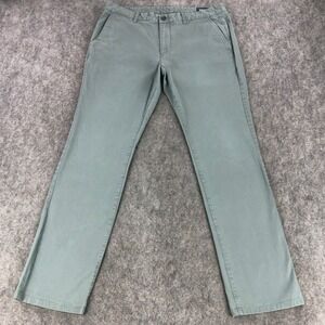 Bonobos Mens 36x34 Green Stretch Lightweight Chino Pants Flat Front Mid Rise